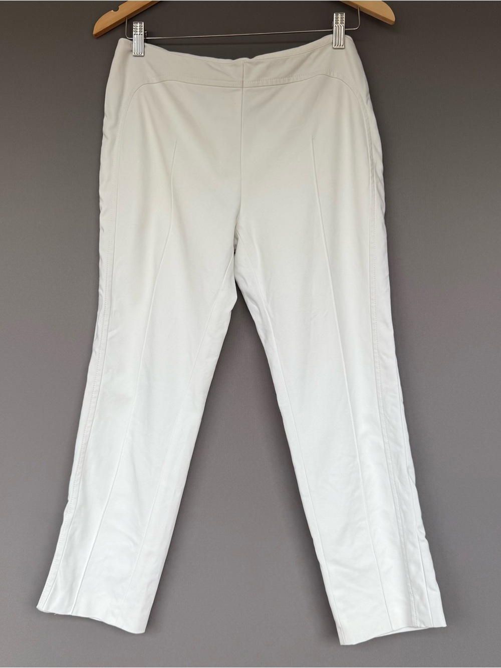Akris Punto Ferry Womens White Cropped Pintuck Jersey Pants Size 6 Classic